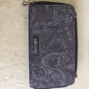 Sakroots gray and black purse clutch new